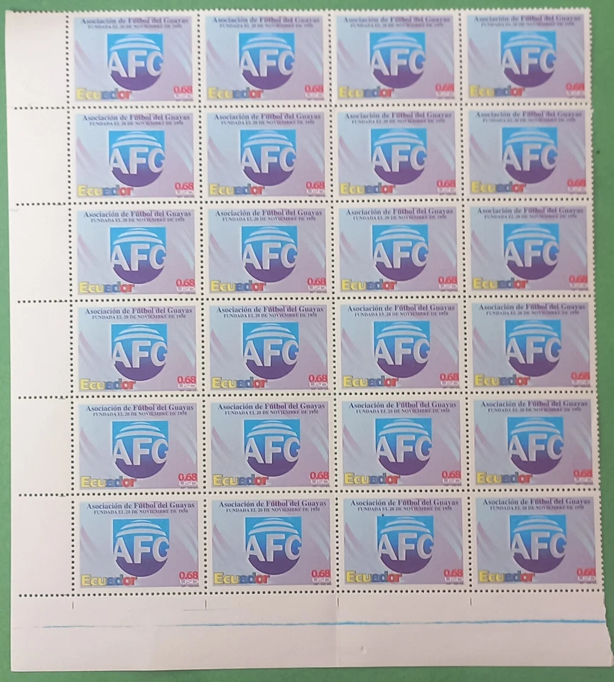 Ecuador 2001 Sc#1560 Guayas Soccer Team 50th Anniv. (Block) - Image 1 of 1