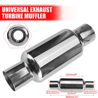 2.5" Inch Megapower Exhaust Resonator Muffler Stainless Steel 6" Long High Flow - Image 1 of 4