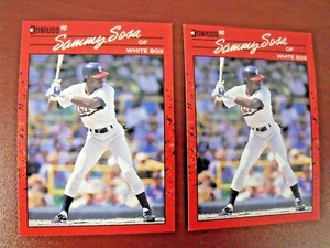 (2) 1990 DONRUSS #489 SAMMY SOSA ROOKIE CHICAGO WHITE SOX BASEBALL CARD - VGC - Picture 1 of 2