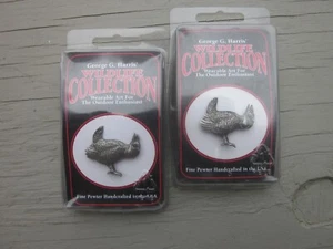 2 Prairie Chicken pewter Wildlife Collection pins by George G. Harris USA made - Picture 1 of 4