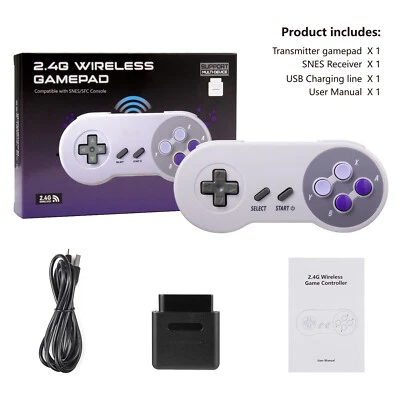 2.4 GHz Wireless SNES Controller Gamepad Joypad For Super Classic Games SNES SFC - Image 1 of 4