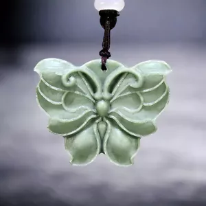 Collar Colgante Mariposa Jade Real Natural Regalo de Lujo Tallado Joyería De Colección - Imagen 1 de 11