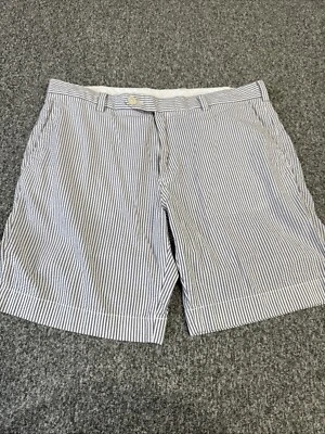 Brooks Brothers Seersucker Chino Shorts Mens 38 Blue Bermuda Golf Shorts - Image 1 of 4