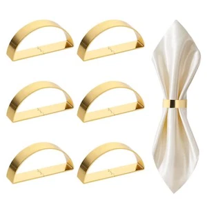 Gold Napkin Rings 6pcs Semicircle Metal Gold Napkin Holder Buckles Fall Thank... - Picture 1 of 7