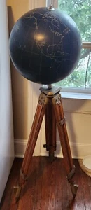 1950 Philip's UK 19" Slate Globe Mounted On Vintage Surveyor's Tripod No Ship! - Picture 1 of 7