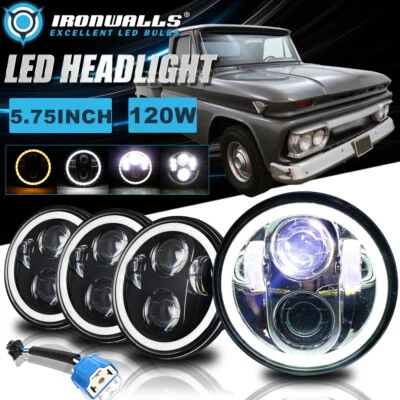 5.75" LED Headlight Hi/Lo Beam Angel Eyes for 1960-65 GMC 1000 1500 2500 Series - Image 1 of 4