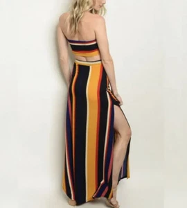 GSW Women's Multicolored Stripes Top & Skirt Set Sizes Small Medium Large - Picture 1 of 23