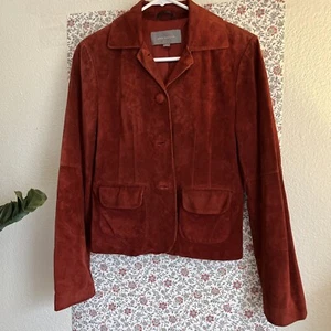 Ann Taylor Leather jacket Dark Orange Suede Jacket XS - Picture 1 of 7