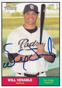 Will Venable Signed 2010 Topps Heritage Padres Baseball Card 235 Princeton Tiger - Picture 1 of 12