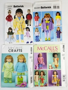 Butterick & McCalls Sewing Patterns For 18" Dolls Robe Coat Dress Uncut - Picture 1 of 2