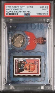 2015 Topps Mookie Betts #cs-28 SP Coin & Stamp /50 PSA 9 - Picture 1 of 2