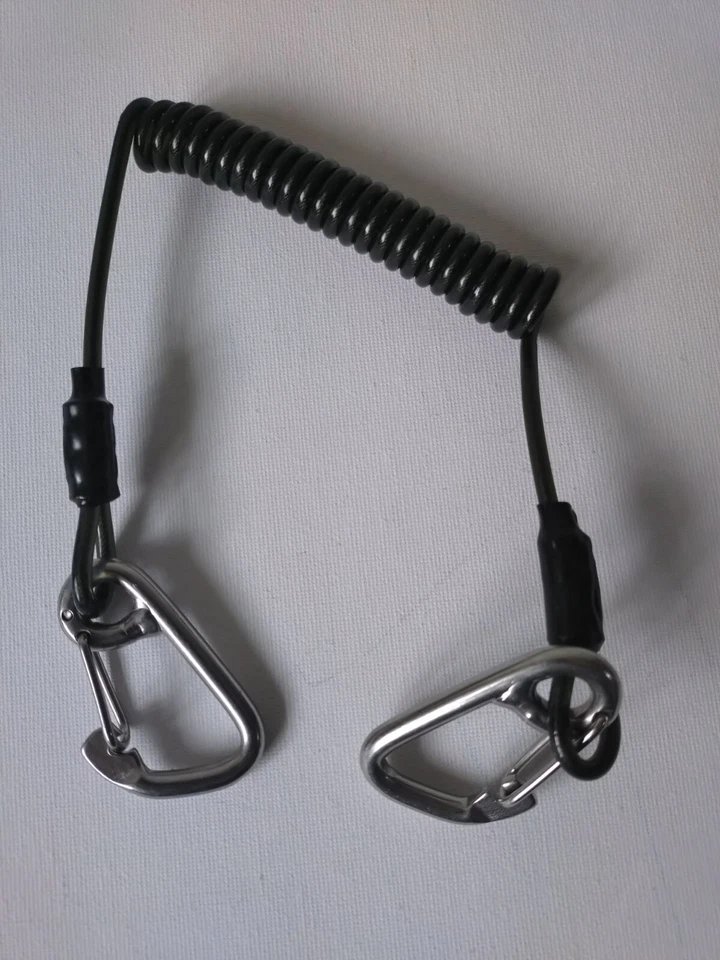 BBI Scaffold Lanyard Black Tether BIG Hook Carabiner Tool Safety Attachments - Image 1 of 4