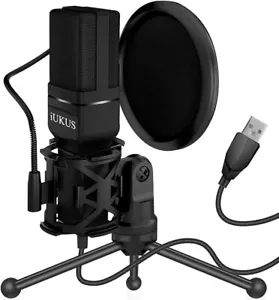 IUKUS PC MICROFONO A CONDENSATORE USB CON SUPPORTO E FILTRO PODCAST GAMING STREA - Foto 1 di 3