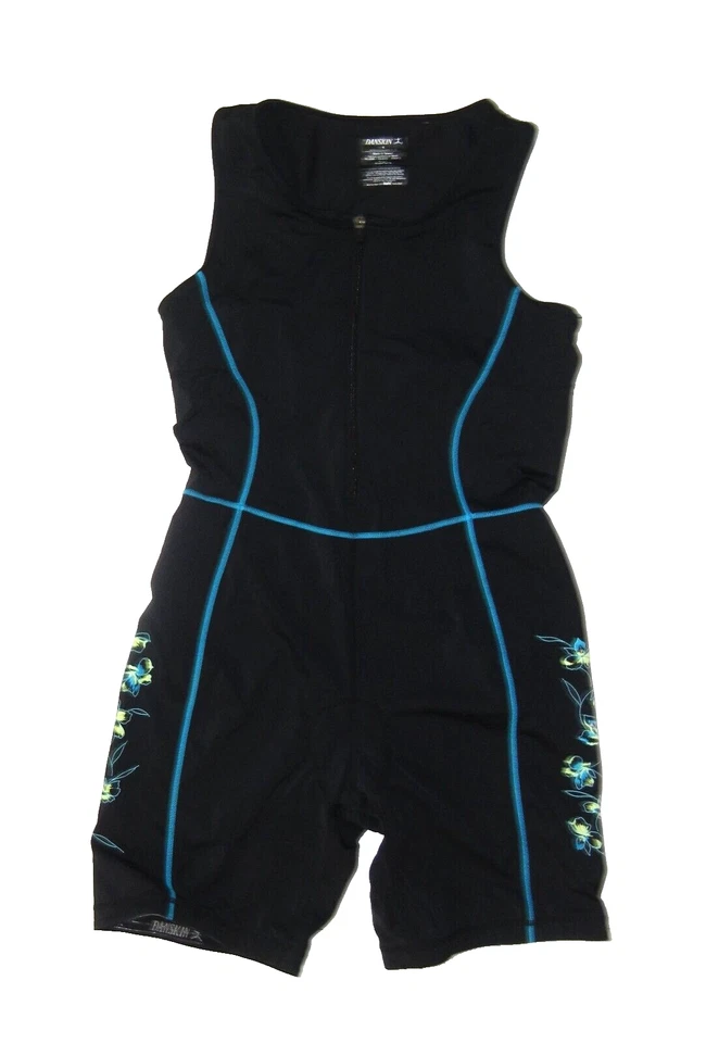DANSKIN Black Spandex SLEEVELESS TRIATHLON SUIT Running Cycling Shorts Women XL - Image 1 of 4