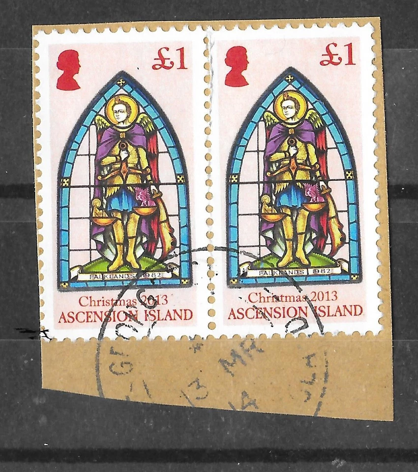 Ascension 2013 Christmas 2x  £1.00 SG1190 Used On Piece USED - Image 1 of 1