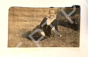 Vtg Antique Kodak Photo Pretty Young Woman Wearing Black Velvet Dress 1920s - Picture 1 of 3
