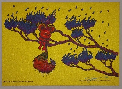 MARQ SPUSTA One On A Blossoming Branch 闪耀金色迷你艺术印刷海报 鸟类 — 第 1/4 张图片