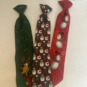 Christmas ties boys set of three clip on American greetings and ho ho ho - Picture 1 of 2