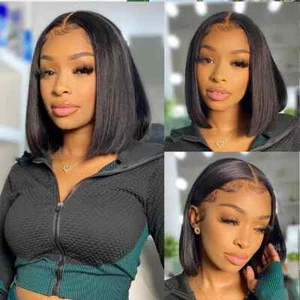 13X6 Human Hair 100% Straight Lace Frontal Wig Human Hair Lace Front Wig Women - Picture 1 of 11