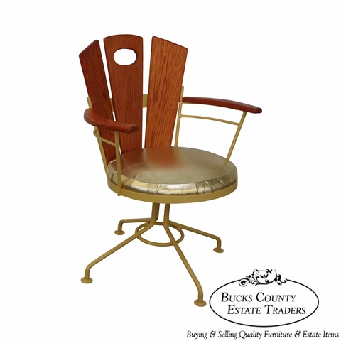 Vintage Woodard Custom Iron & Oak Arm Chair Cover