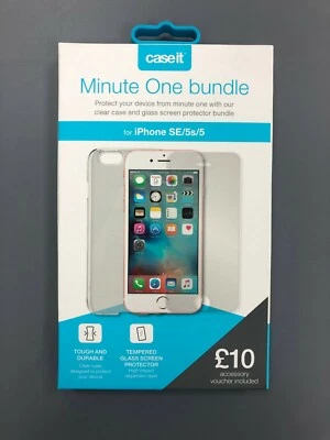 Protector de pantalla de vidrio templado genuino Case it + funda protectora para teléfono 5 5S SE Foto 1 de 2