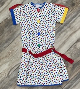 Vintage Polly Flinders Polka Dot Dress Little Girls 6X Primary Colors M-7407 - Picture 1 of 6