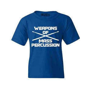 Weapons Of Mass Percussion Youth's T-Shirt Funny Drummer Musician Shirts - Picture 1 of 10
