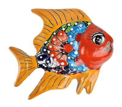Arte cerámico exterior hecho a mano para peces de pared de jardín Talavera Foto 1 de 4