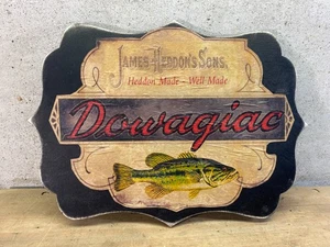 15 inch Sign Heddon Fishing Lures Vintage Fishing Cabin Art - Picture 1 of 5