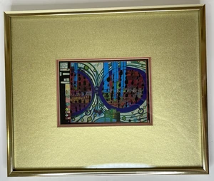 FRIEDENSREICH HUNDERTWASSER REGENTAG RAINY DAY tappetino incorniciato professionalmente 12"x10" - Foto 1 di 8