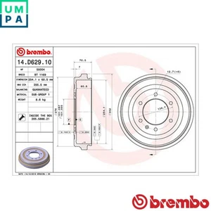 2x BRAKE DRUM 14.D629.10 FOR ISUZU D-MAX/Platform/Chassis 4JK1/4JA1-TC 2.5L 4cyl - Picture 1 of 8