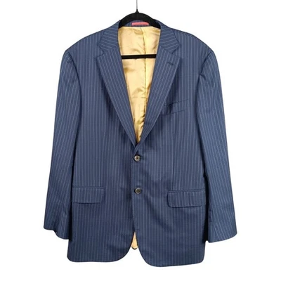 Isaia Aquaspider Navy Blue Pinstripe Wool Blazer Made in Italy - Men's - Image 1 of 4