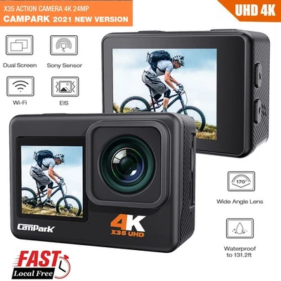 Campark 4K 24MP Dual Screen WiFi Action Camera Underwater Sports Waterproof Cam - Image 1 of 4