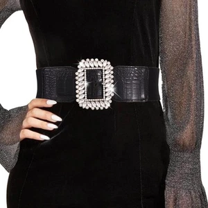 Women Rhinestone Belts for Dress Wide Elastic Waist Belt Sparkly Stretchy Bel... - Picture 1 of 7