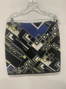 W By Worth Women’s Size 6 Skirt Multi Color Geometric Lined Side Zip Up Stretch - Picture 1 of 12