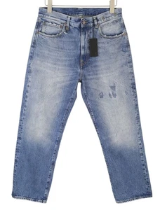R13 Cuffed X-BF Women Jeans 27 Jasper Straight Whiskers Faded Blue Ankle PF25 - Picture 1 of 13