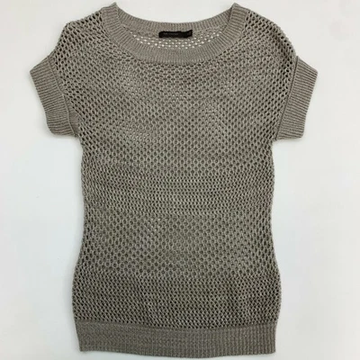 The Limited Open Knit Pullover Sweater Women's S Taupe Short Sleeve 100% Acrylic - Image 1 of 4