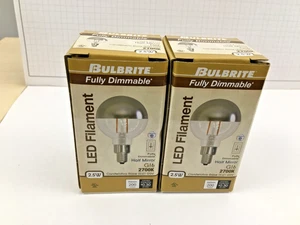 (2) NEW Bulbrite 2.5W E12 LED Bulb G16 Clear 1/2 Mirror Silver 2700K Dim 776771 - Picture 1 of 6