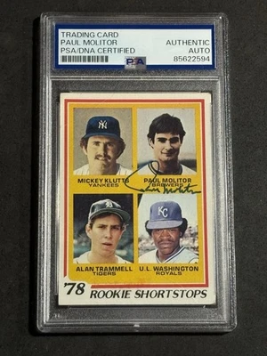 Tarjeta de novato autografiada firmada por Topps de la corte Paul Molitor 1978 certificada por PSA/ADN Foto 1 de 2