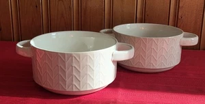 Set 2 Better Homes & Garden Modern Farmhouse Handled Soup Bowls Vines Stackable - Picture 1 of 6