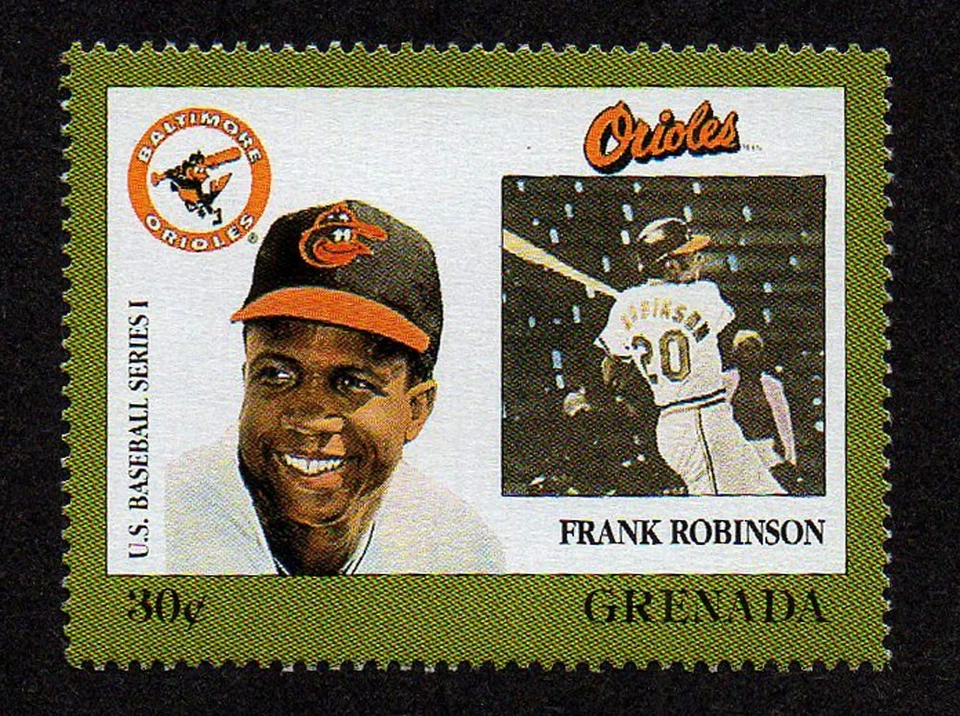 GRANADA, SCOTT # 1670-C, JUGADOR DE BÉISBOL MNH FRANK ROBINSON, EQUIPO DE LOS ORIOLES Foto 1 de 1
