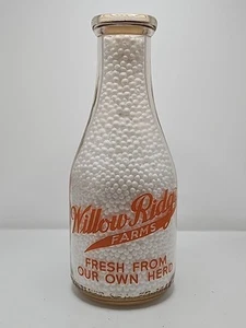 Quart orange pyro milk bottle Willow Ridge Farms Willow Grove Pa - Picture 1 of 6