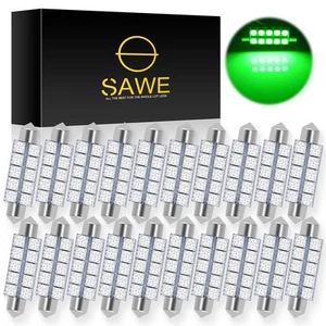 20 x SAWE Green 44mm Festoon 10SMD Bulb LED Dome Map Interior Light 578 561 562 - Picture 1 of 7