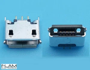 2x Connecteur à souder Micro USB type AB femelle 5 pins Female connector solder - Foto 1 di 7