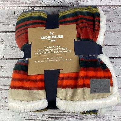 Manta Eddie Bauer Home Ultra Felpa Imitación Piel de Oveja 50" x 60" Suave Nueva Foto 1 de 4