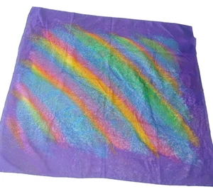 Bursa 100 % Seide Schal handgefertigt lila Regenbogen bunt 30" x 30" - Bild 1 von 5