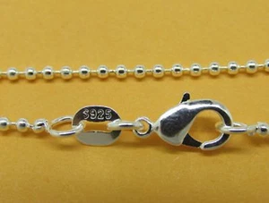 1mm Ball Chain Silver Plated bead necklace pendant sterling 16-30 Inches 925 B - Picture 1 of 2