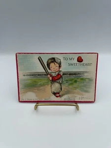 Antique J. Johnson Ballplayer Valentine Postcard - Picture 1 of 4