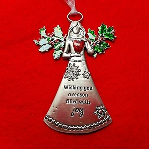 NEW Holly Angel Ornament, "Wishing you a season filled with joy", Ganz - Picture 1 of 4