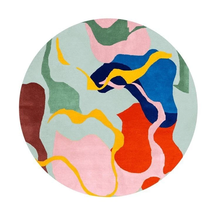 Alfombra de área de dormitorio alfombra abstracta alfombra acolchada a mano 9X9, 10X10, alfombra de lana de pies. Foto 1 de 4